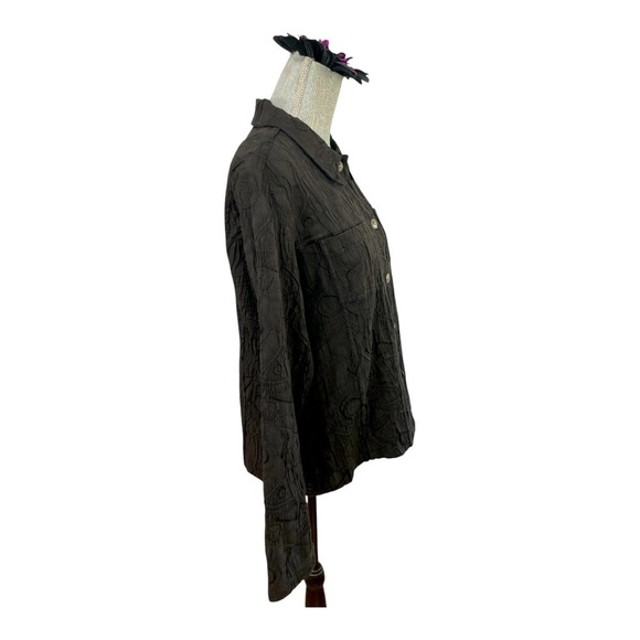 Kaktus Womens Long Sleeve Button Down Swirl Jacket Mirror Image Black Sz M - Picture 2 of 10